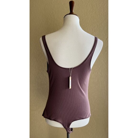 SKIMS Women’s Cotton Ribbed Sleeveless Bodysuit Garnet Red Size 2X Thong Scoop - Picture 6 of 9